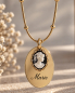 Preview: Personalisierte Namenskette aus Edelstahl,  Vintage Style,  Gravur Kette Gold , Cameo Halskette, Viktorianisch, Geschenk für Mama, Schwester